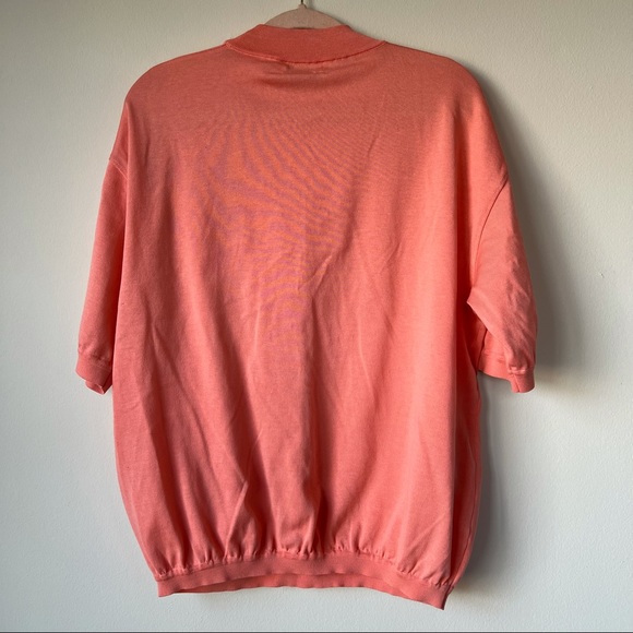 St. Croix Knits Vintage Salmon Mock Neck Short Sleeve Sweater Size Large - Picture 4 of 6